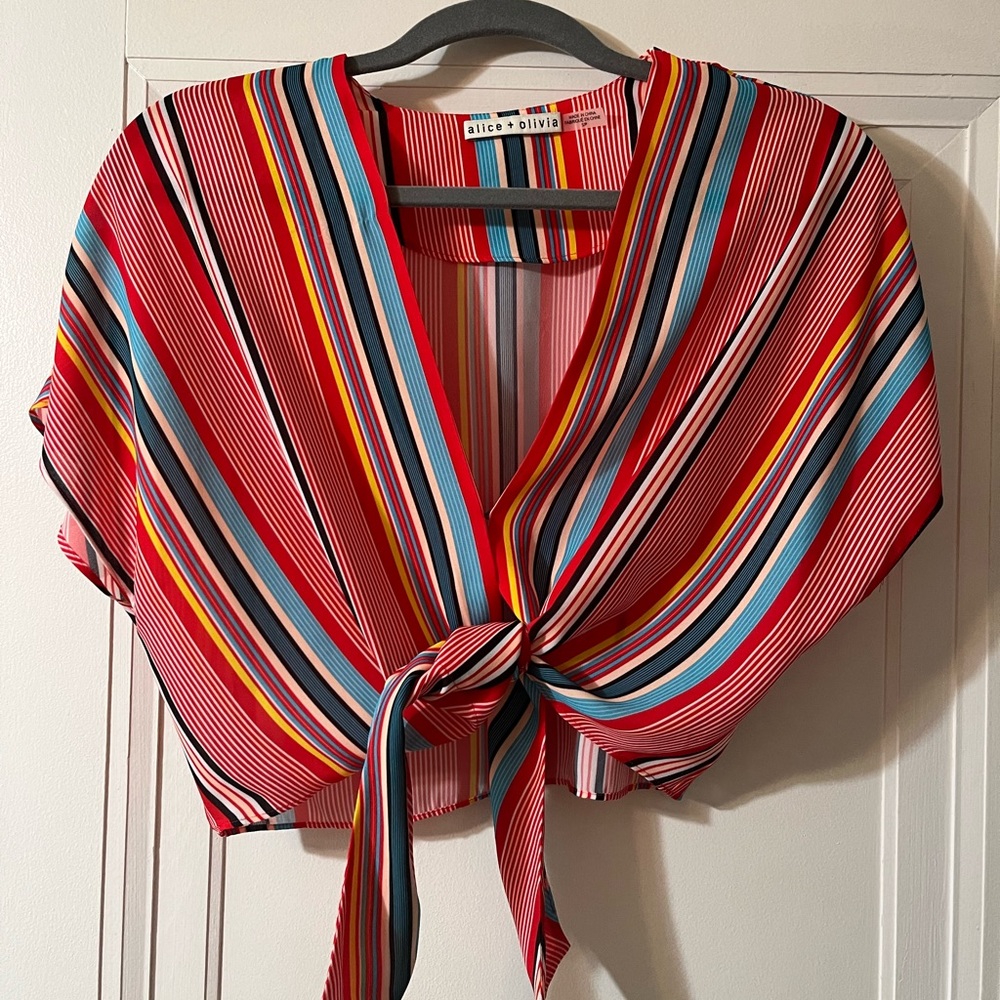Alice + Olivia tie-waist crop top